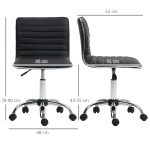Sedia da Ufficio Ergonomica in Pelle PU con Altezza Regolabile, Seduta Girevole e Ruote, Nero - immagine 3