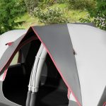 Tenda da Campeggio 6 Posti con 2 Stanze Separate, Poliestere e Fibra di Vetro, 450x215x180 cm, Grigio - immagine 9
