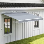 Tenda da Sole da Esterno Avvolgibile Manualmente in Alluminio e Poliestere, 2.5x2 m, Grigio e Bianco - immagine 3