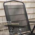 Set da Giardino 3 Pezzi con 2 Sedie 53.5x64x93 cm e Tavolino da Caffè Ø45x50 cm, in Metallo, Nero - immagine 6