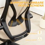 Sedia da Ufficio con Braccioli Ribaltabili, Altezza Regolabile e Schienale Inclinabile, Beige - immagine 7