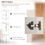 Mobile Dispensa da Cucina in Legno con 5 Ripiani Regolabili e 4 Ante, 60x30x170.5 cm, Bianco e color Legno - immagine 7