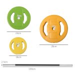 Set Bilanciere e Dischi da 20 kg totali Antiscivolo con 6 Pesi e 2 Clip di Fissaggio, Ø28x130 cm, Multicolore - immagine 3