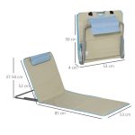 Set 2 Sdraio da Spiaggia Pieghevoli con Schienale Regolabile e Poggiatesta, 53x124x35-45 cm, Beige e Azzurro - immagine 3