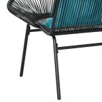Divano da Giardino 2 Posti in Rattan PE e Acciaio con Cuscini e Braccioli, 132x72x83 cm, Nero - immagine 9