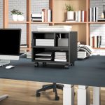 Mobile Porta Stampante a 2 Livelli con 3 Scomparti e Ruote per Ufficio e Studio, 40x30x36cm, Nero - immagine 8