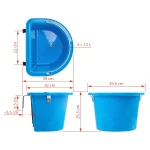 Secchio per mangime per cavalli con staffa per fissaggio e maniglia, blu, 12 litri - immagine 4