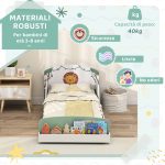Letto per Bambini 3-8 Anni Basso in Legno con Spazio Contenitore e Sponde Laterali, 150x77x60 cm, Verde - immagine 7