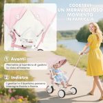 Triciclo per Bambini 5 in 1 con Maniglione di Spinta e Copertura Rimovibile, 96.5x49x101 cm, Rosa - immagine 6