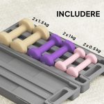 Set di Manubri Pesi Fitness da 6 kg con Impugnatura Antiscivolo e Valigetta, Multicolore - immagine 5