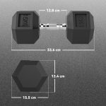 Set 2 Manubri Fitness da 15 kg Esagonali con Impugnatura Antiscivolo, in Acciaio e Gomma, Ø15.5 x 33.6 cm, Nero - immagine 3