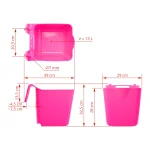 Secchio per l'alimentazione, con staffa di sospensione, forma quadrata, rosa, 13 litri - immagine 4
