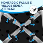 Sgabello da Doccia Antiscivolo e Regolabile su 8 Altezze, in Alluminio e PE, 32.5x41x35.5-54 cm, Nero - immagine 8
