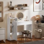 Scrivania PC Moderna con 3 Ripiani Aperti e Cassetto, in Legno Bianco, 100x40x90 cm - immagine 7