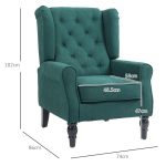 Poltrona per Salotto in Stile Francese con Seduta Imbottita e Cuscini, in Poliestere, 74x86x102 cm, Verde Scuro - immagine 3