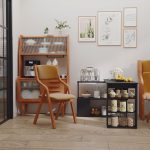 Scrivania Angolare con Piano Girevole a 360° e 5 Ripiani, 120x110x74.5 cm, Nero - immagine 7