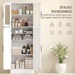 Mobile Bagno Alto con Ripiani Regolabili, Ante in Vetro e Legno, 60x30x170 cm, Bianco - immagine 4