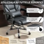 Sedia da Ufficio in Pelle PU con Poggiapiedi, Poggiatesta Regolabile e Supporto Lombare, Nero - immagine 8