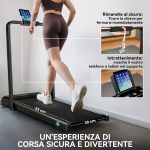 Tapis Roulant Pieghevole con Inclinazione Regolabile, Velocità 1-10 km/h, Display LED e Telecomando, Nero - immagine 8