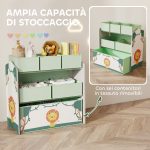Scaffale Portagiochi Bambini Mobile Porta Giocattoli 3 Livelli, Verde - immagine 4