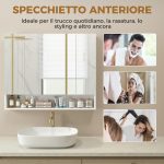 Specchiera Bagno con Armadietto 3 Ante Soft Close e Ripiani Regolabili, 90x15x75 cm, Bianco - immagine 7