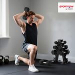 Set Manubri da Palestra Esagonali con Supporto e Impugnatura Antiscivolo, 2x2kg, 2x5kg, 2x8kg, 2x10kg, Nero - immagine 9