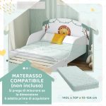 Letto per Bambini 3-8 Anni Basso in Legno con Spazio Contenitore e Sponde Laterali, 150x77x60 cm, Verde - immagine 8