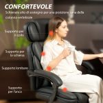 Sedia da Ufficio in Pelle PU con Poggiapiedi, Poggiatesta Regolabile e Supporto Lombare, Nero - immagine 4