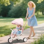 Triciclo per Bambini 5 in 1 con Maniglione di Spinta e Copertura Rimovibile, 96.5x49x101 cm, Rosa - immagine 2