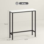 Tavolo Consolle da Ingresso con Piano Effetto Marmo, in Legno e Acciaio, 75x24x76 cm, Bianco e Nero - immagine 3