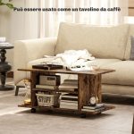 Mobile Porta TV Moderno con Ripiani, Ruote Girevoli e Freni, 80x40x40 cm, Marrone Rustico - immagine 6