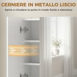 Specchiera Bagno con Armadietto 3 Ante Soft Close e Ripiani Regolabili, 90x15x75 cm, Bianco - immagine 5