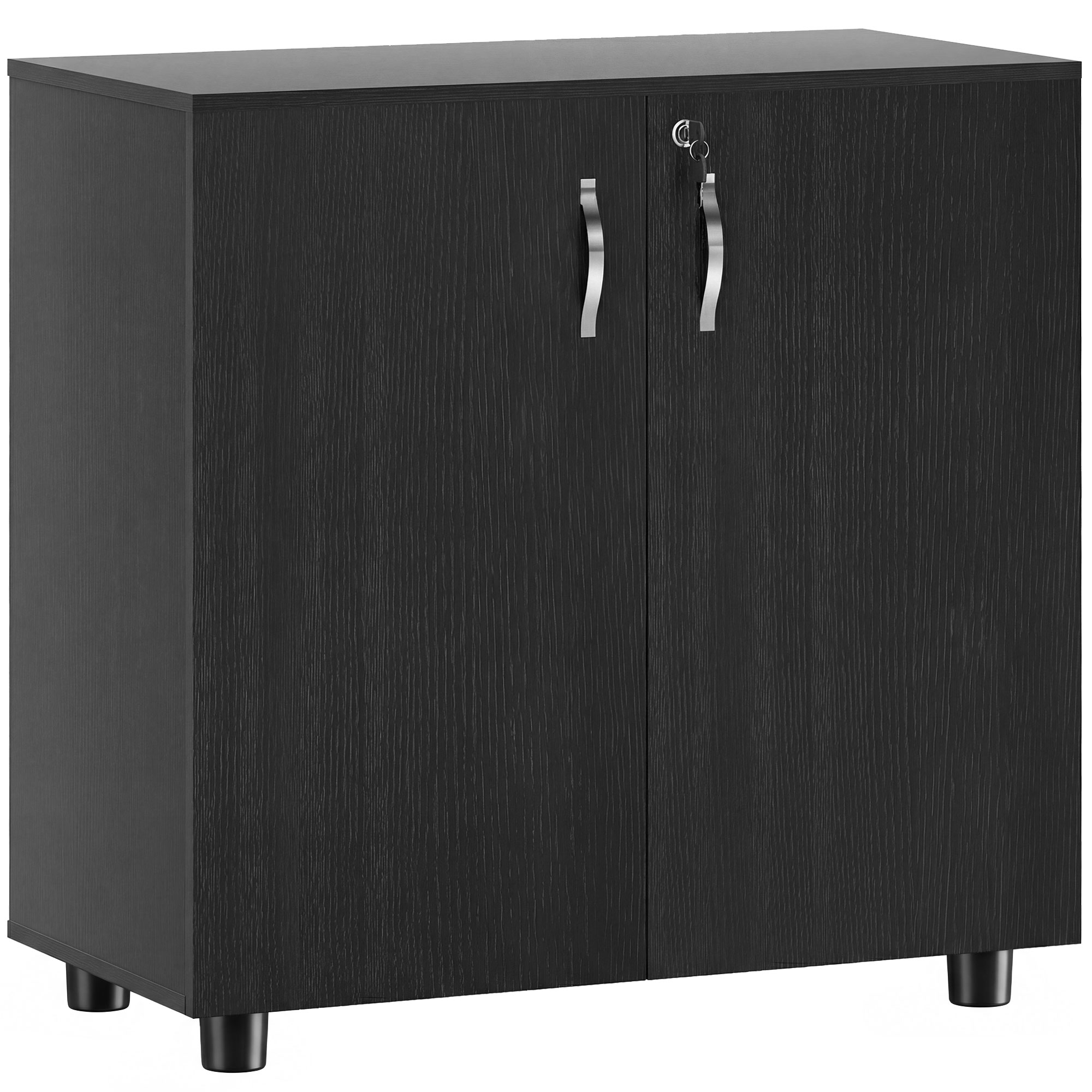 SCi89419c8f869bc4.jpg Mobile Ufficio Portadocumenti Multiuso con Serratura, 2 Ante e Mensola Interna, 80x40x80 cm, Nero - immagine 1