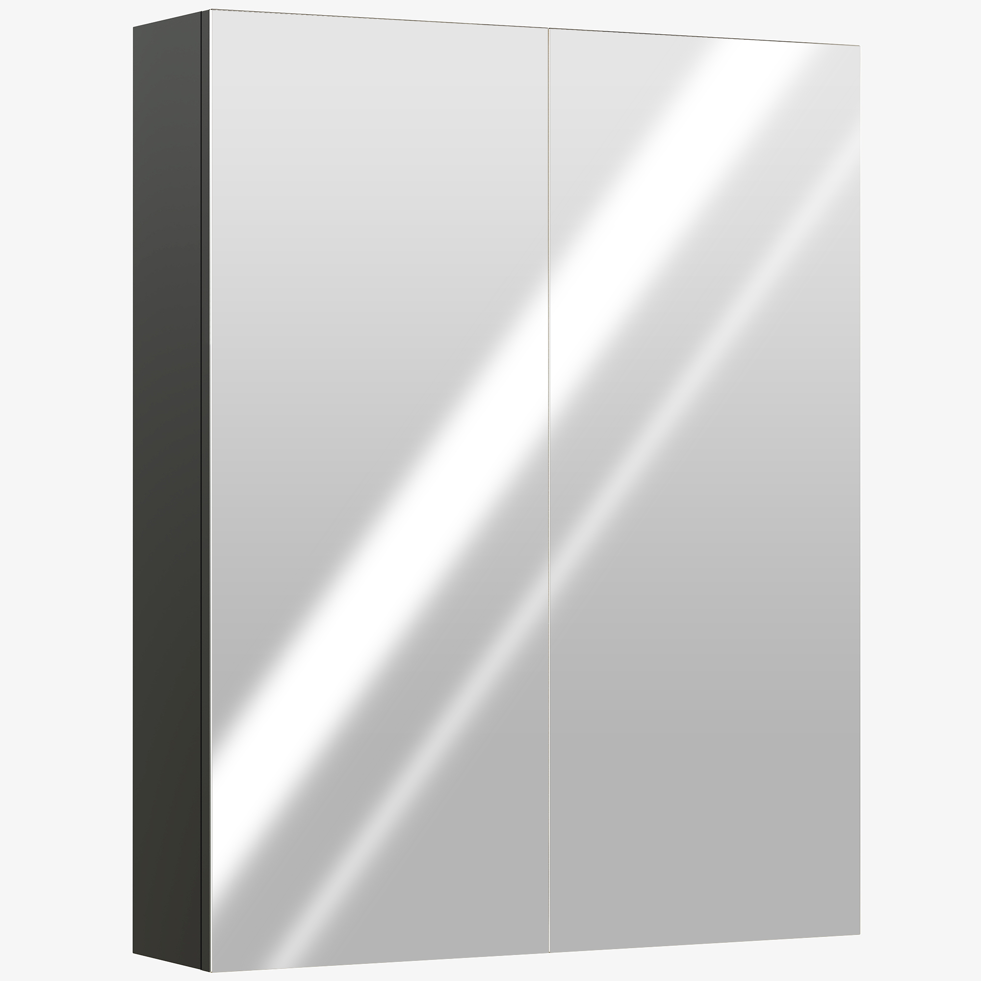 SSx7a019cad7ce229.jpg Armadietto Pensile Bagno 2 Ante con Specchiera e 2 Ripiani Interni in MDF, 60x15x75 cm, Nero - immagine 1