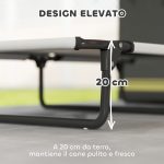 Letto per Cani Grandi Pieghevole con Tessuto a Rete da Interno ed Esterno, 107x61x20 cm, Grigio Chiaro - immagine 4