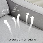 Divano 2 Posti Moderno e Salvaspazio in Tessuto Effetto Lino, 136x77x86 cm;, Grigio Chiaro - immagine 6
