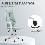 Sedia da Ufficio in Tessuto con Dondolo, Altezza Regolabile e Seduta Girevole, 63x63x117-127 cm, Verde - immagine 6