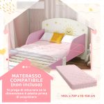 Letto per Bambini 3-8 Anni Basso in Legno con Spazio Contenitore e Sponde Laterali, 150x77x60 cm, Rosa - immagine 8