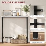 Tavolo Consolle da Ingresso con Piano Effetto Marmo, in Legno e Acciaio, 75x24x76 cm, Bianco e Nero - immagine 5