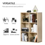 Mobile Libreria Moderno a 6 Cubi in Legno, 65.5x30x97.5 cm, color Rovere - immagine 6
