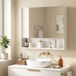 Specchiera Bagno con Armadietto 3 Ante Soft Close e Ripiani Regolabili, 90x15x75 cm, Bianco - immagine 8