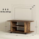 Mobile Porta TV Moderno con Ripiani, Ruote Girevoli e Freni, 80x40x40 cm, Marrone Rustico - immagine 3