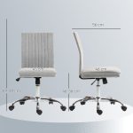 Sedia Ufficio Senza Braccioli con Altezza Regolabile e Seduta Girevole, Rivestimento in Tessuto, Grigio - immagine 3