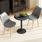 Tavolo da Cucina Rotondo per 2 Persone dal Design Moderno in Acciaio, Ø60x72 cm, Nero - immagine 6