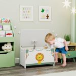 Baule Portagiochi con Coperchio per Bambini per Giocattoli e Vestiti, 60x37x39 cm, Verde - immagine 2
