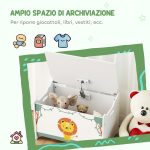 Baule Portagiochi con Coperchio per Bambini per Giocattoli e Vestiti, 60x37x39 cm, Verde - immagine 4
