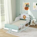 Letto per Bambini 3-8 Anni Basso in Legno con Spazio Contenitore e Sponde Laterali, 150x77x60 cm, Verde - immagine 3