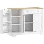 Credenza Moderna con Spazio di Archiviazione, Mobile Buffet con Cassetto, Ripiani Regolabili, Piccola Dispensa da Cucina con Ripiani Porta, Bianco