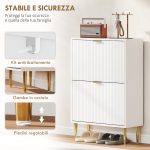 Scarpiera Slim per 12 Paia di Scarpe con 2 Cassetti a Ribalta e Ripiani Regolabili, 60x24x91.5 cm, Bianco - immagine 7