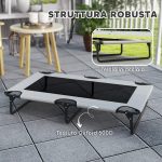 Letto per Cani Grandi Pieghevole con Tessuto a Rete da Interno ed Esterno, 107x61x20 cm, Grigio Chiaro - immagine 5